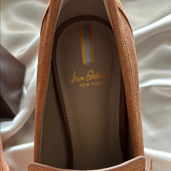 Sam Edelman Women’s Chunky Heel Brown Suede Loafers Size 7.5 Like New - Picture 2 of 5